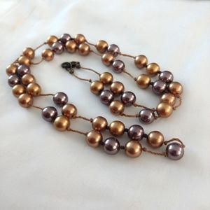 Gold and Bronze Pearl Bead Necklace